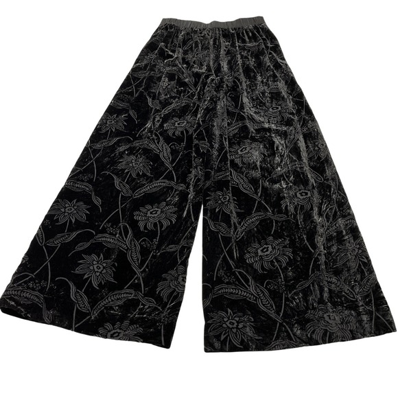 Ted Baker Pants - Ted Baker Pants Womens 8-10 Black Burnout Velvet Pull On Wide Leg Event Cocktail